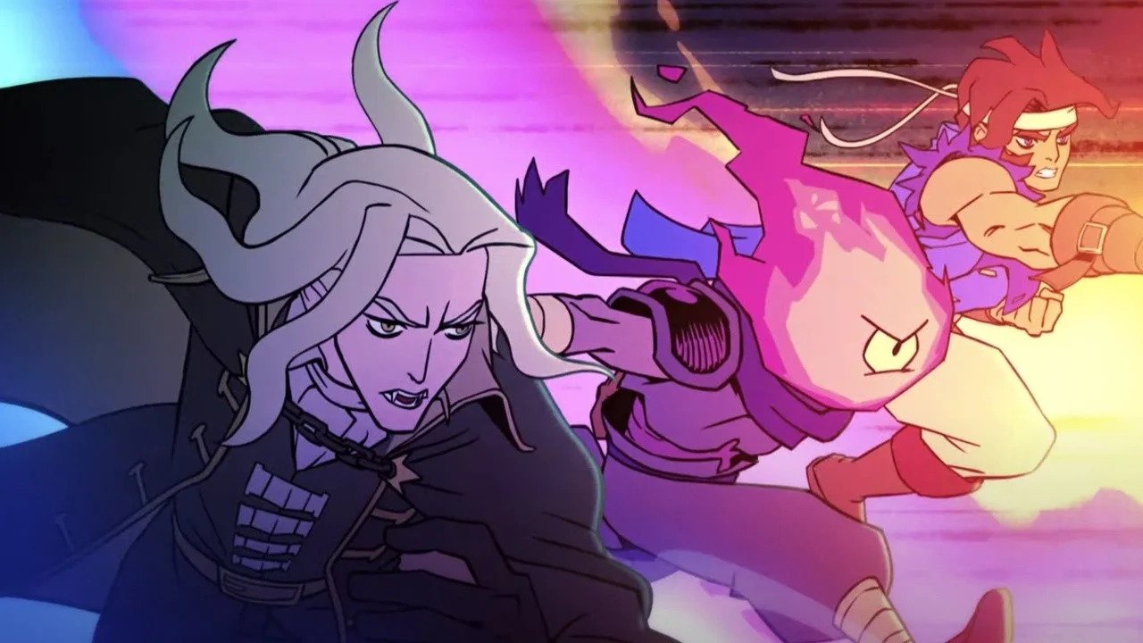 Alucard, the Beheaded, and Simon Belmont sylized in art for Dead Cells: Return to Castlevania