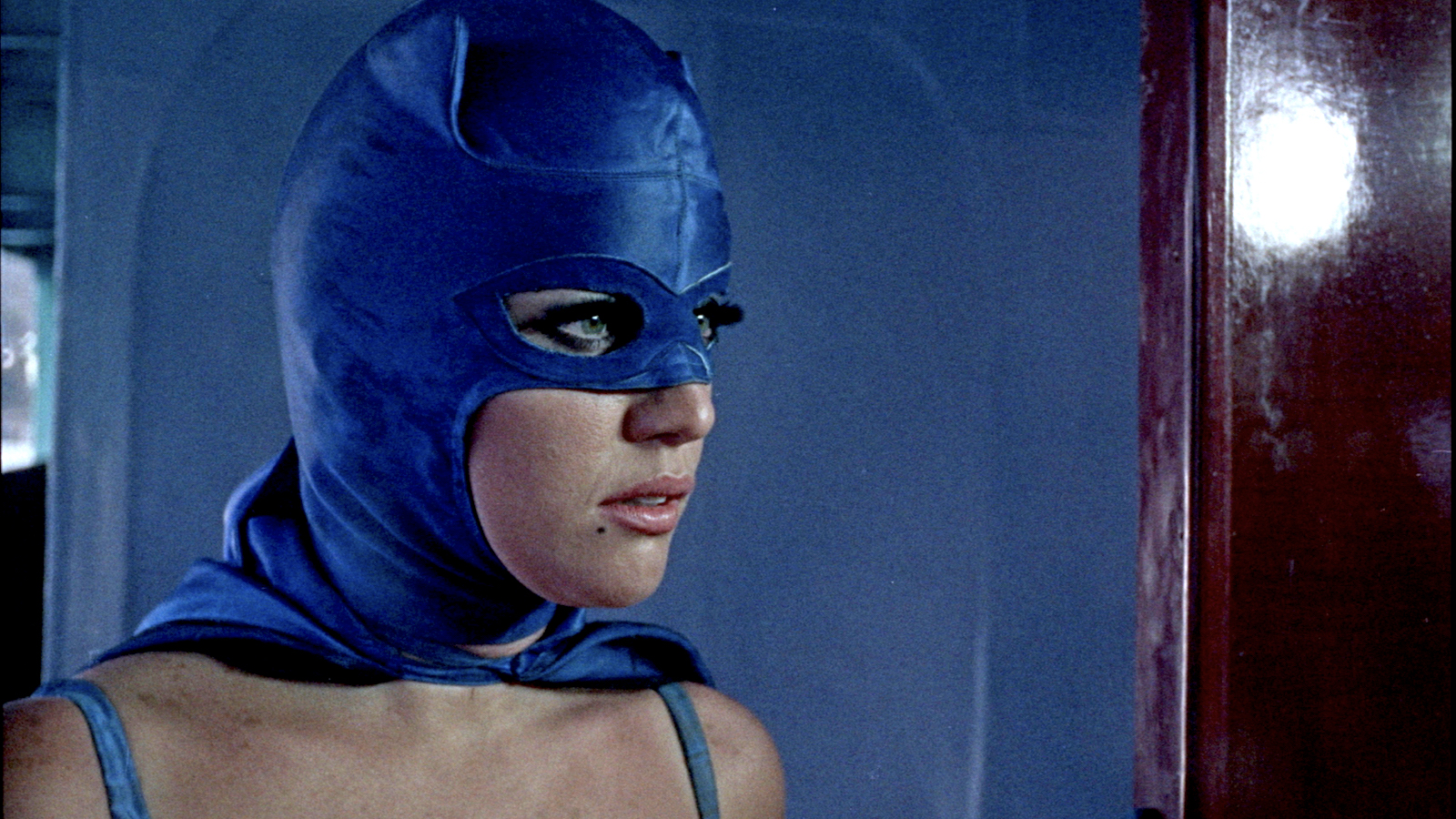 A brightened version of Batwoman in her cowl from 1968’s The Batwoman