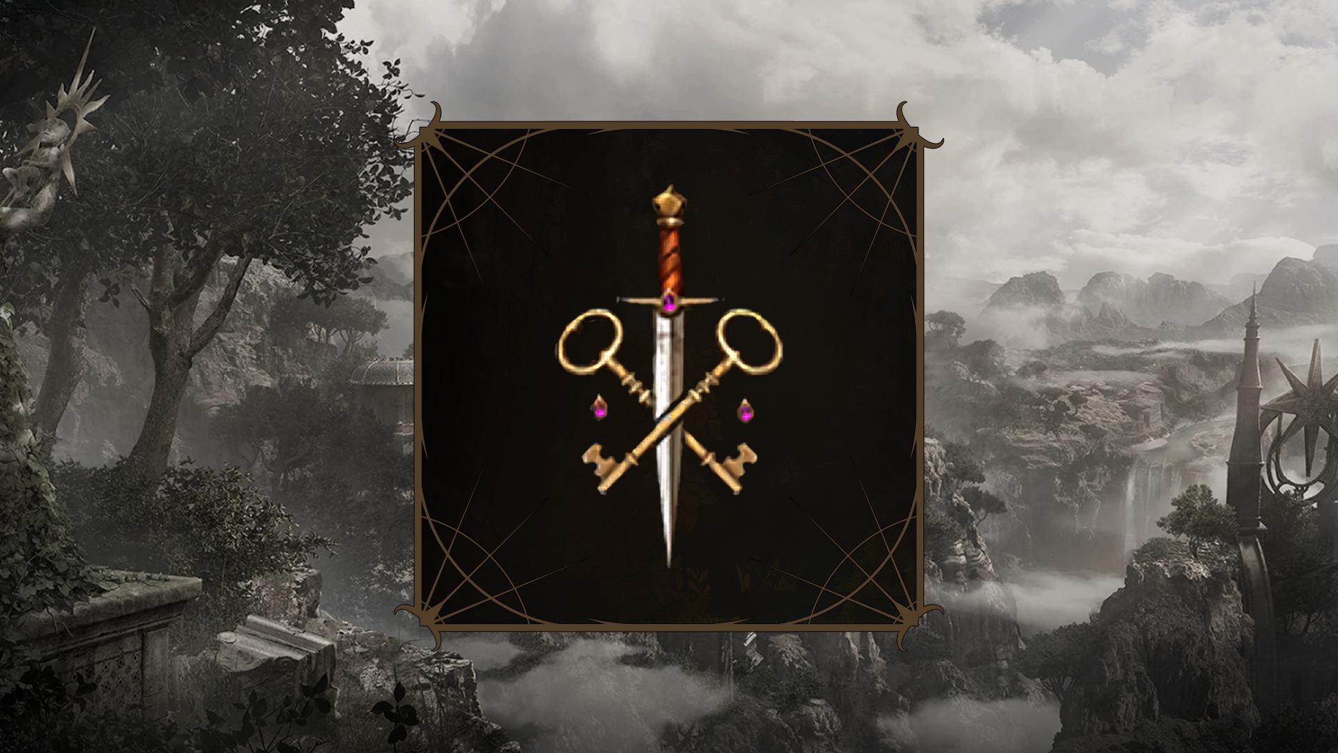 Baldur’s Gate 3 Rogue emblem over a grey tone backdrop.